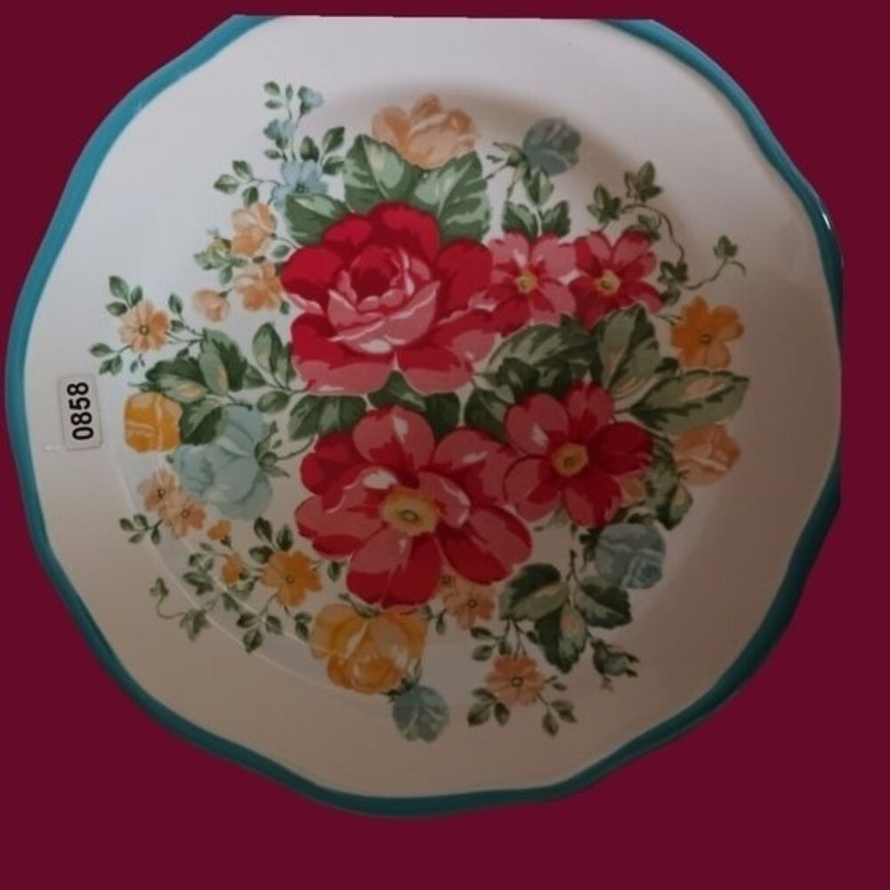 The pioneer woman vtg floral 5 pcs dinner plate set wht/pink/ turquoise colors - Picture 4 of 9